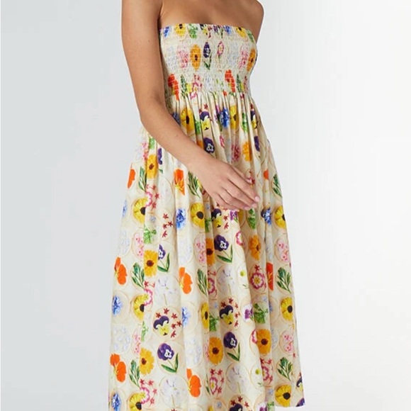 Rachel Antonoff Mindy Smocked Dress Loria’s Cookies Shortbread Flowers - Picture 2 of 5